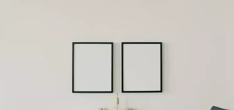 Elegant minimalist home office with white desk, black chairs, and decorative plants, emphasizing simplicity.